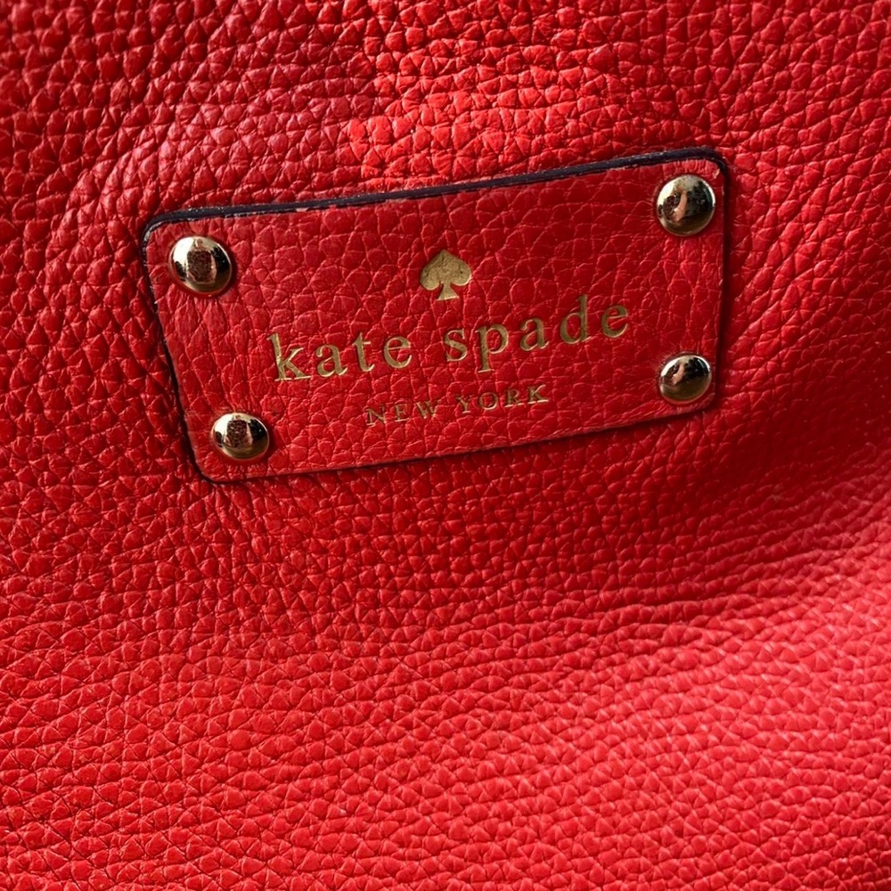 KATE SPADE “Stevie” satchel tote. Red/orange. Beautiful, bright pebble leather. - Picture 4 of 8
